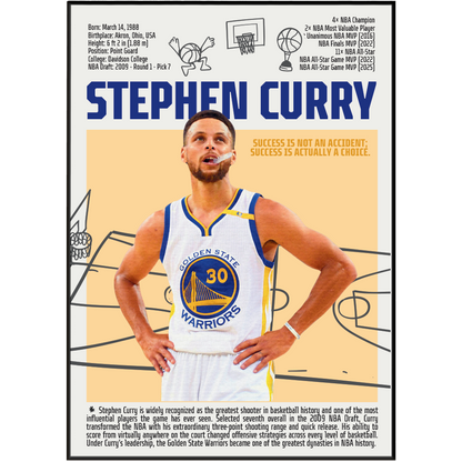 Stephen Curry Chef Curry basketball poster — Golden State Warriors greatest shooter 4x champion wall art print UK