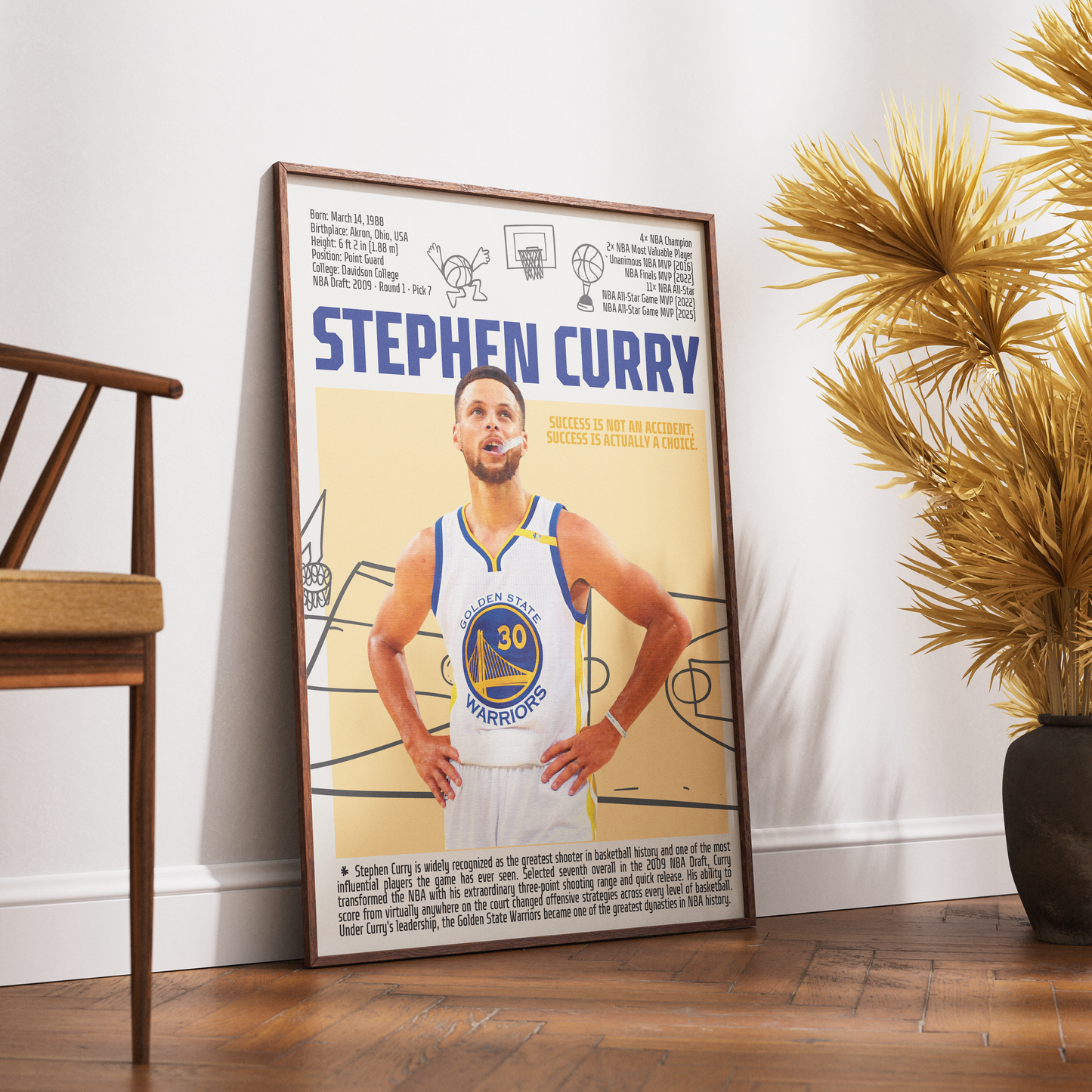 Stephen Curry Chef Curry basketball poster — Golden State Warriors greatest shooter 4x champion wall art print UK