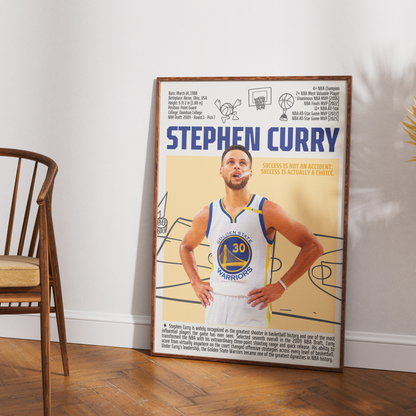 Stephen Curry Chef Curry basketball poster — Golden State Warriors greatest shooter 4x champion wall art print UK