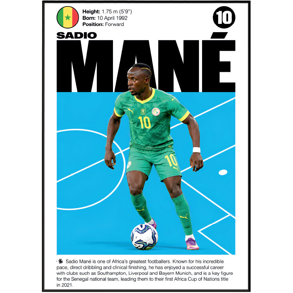 Sadio Mané football poster – Sadio Mané Senegal Football Poster – 98types
