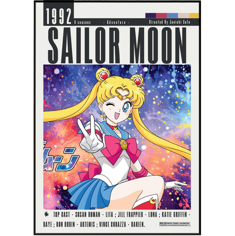 Sailor Moon 1992 anime poster — Usagi Tsukino magical girl wall art print UK
