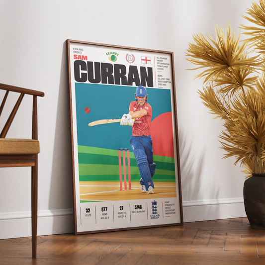 Sam Curran cricket poster wall art print by 98types