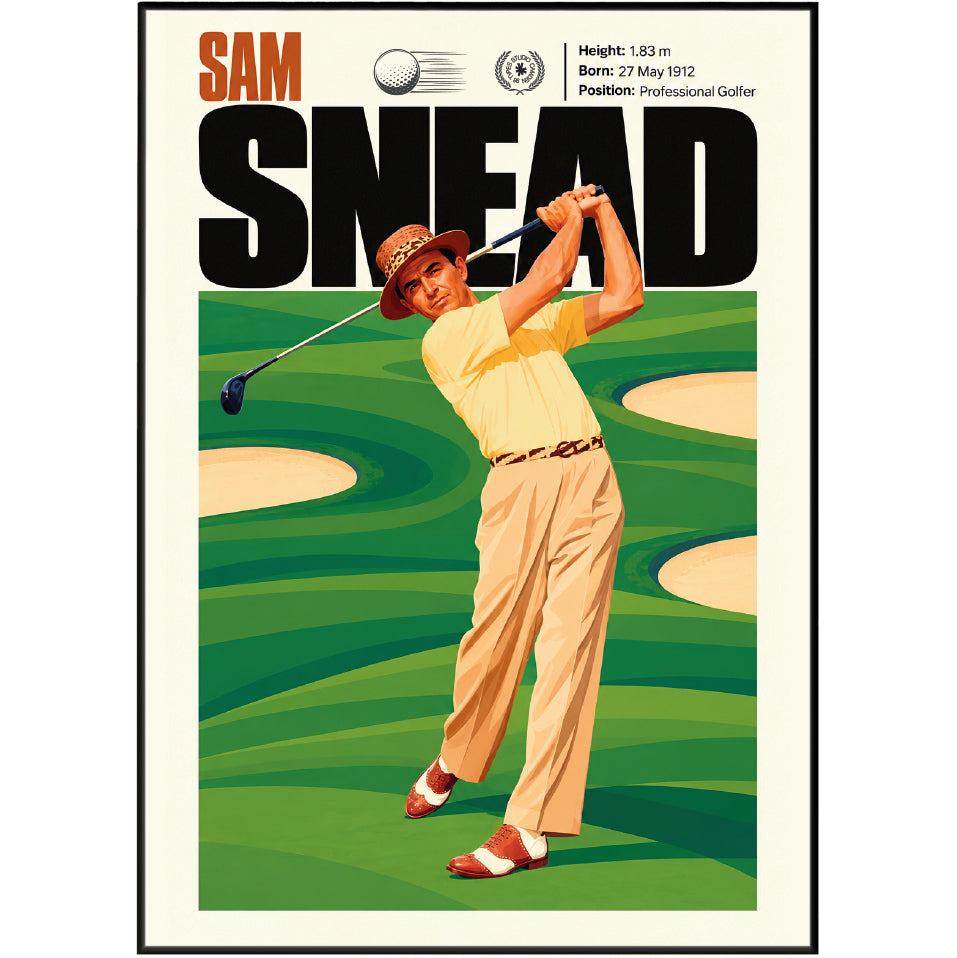Sam Snead poster, American golf wall art print in a golf clubhouse - 98types