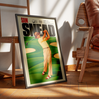Sam Snead poster, American golf wall art print in a golf clubhouse - 98types