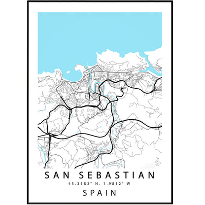 Transform your living room or wall with a custom map print from San Sebastian, Spain. Available in a large range of sizes, our UK map prints are perfect for adding a touch of artistic flair to your decor. Each design is created by a local artist and is sure to elevate any space. Explore 98types for stunning street map poster designs.