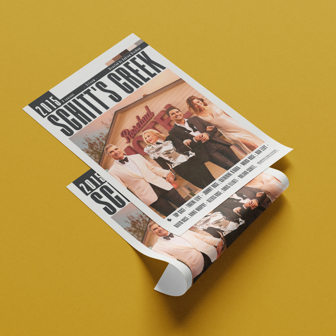 Schitt's Creek TV series 2015 Dan Levy Eugene Levy CBC Netflix poster UK — Rose family 9 Emmy Awards wall art print Camden
