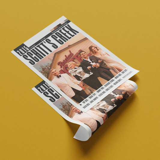 Schitt's Creek TV series 2015 Dan Levy Eugene Levy CBC Netflix poster UK — Rose family 9 Emmy Awards wall art print Camden