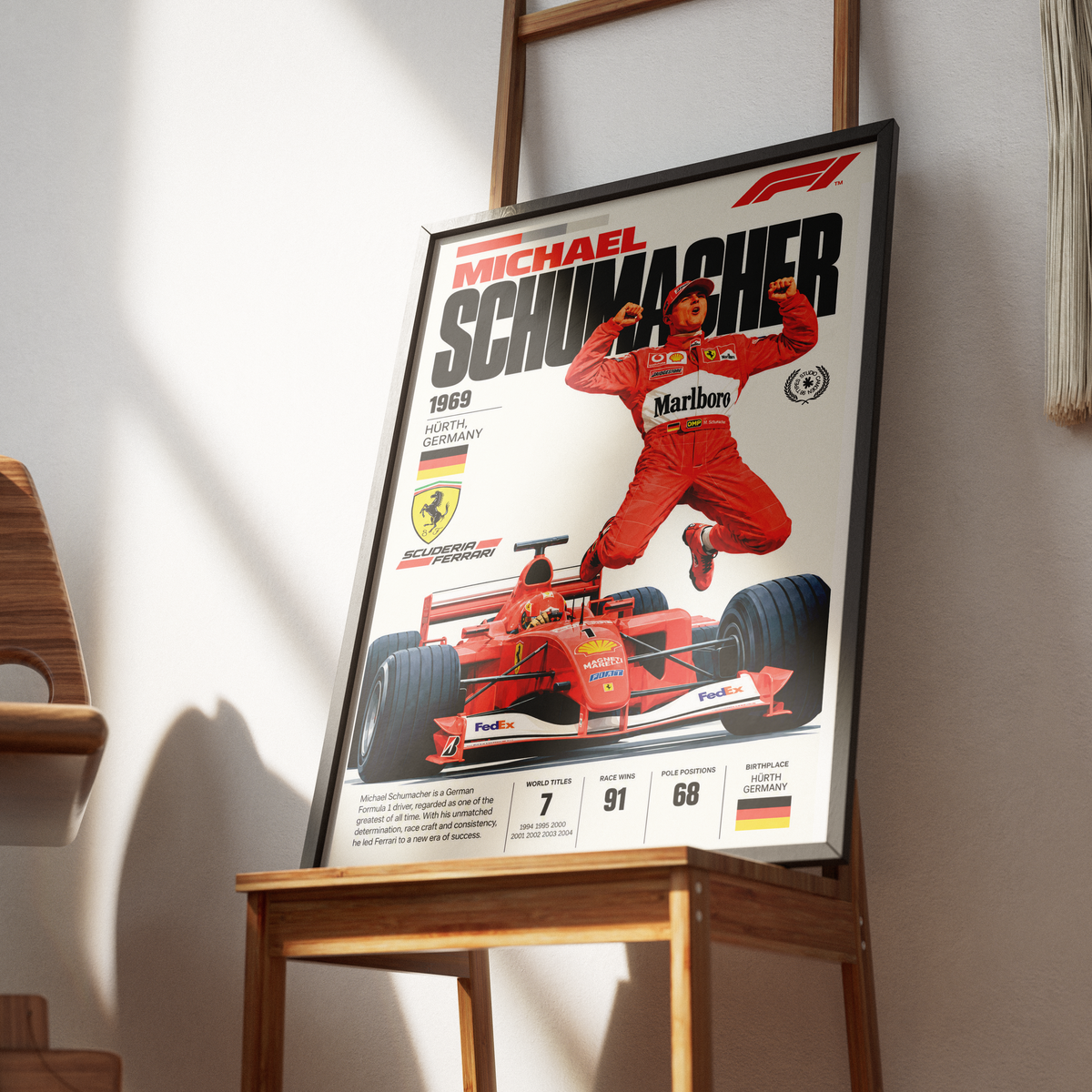 Michael Schumacher Ferrari 7x world champion Formula 1 poster by 98types
