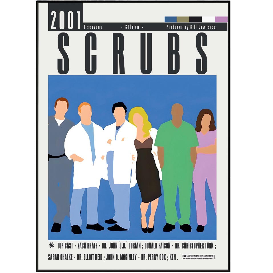 Scrubs (2001) TV Show Poster | Minimalist Wall Art Print UK