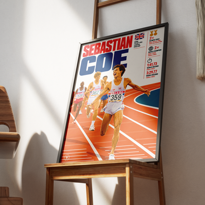 Sebastian Coe athletics poster wall art print by 98types