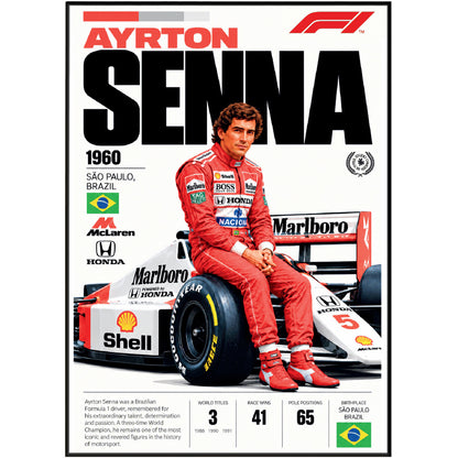 Ayrton Senna Formula 1 legend poster – iconic F1 wall art by 98types