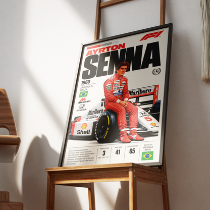 Ayrton Senna Formula 1 legend poster – iconic F1 wall art by 98types