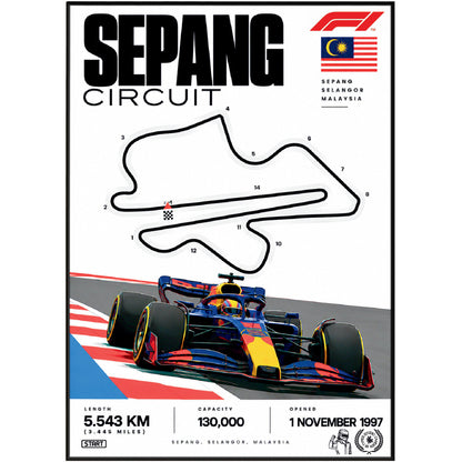 Sepang International Circuit Malaysian Grand Prix F1 track poster