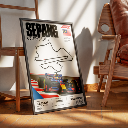Sepang International Circuit Malaysian Grand Prix F1 track poster