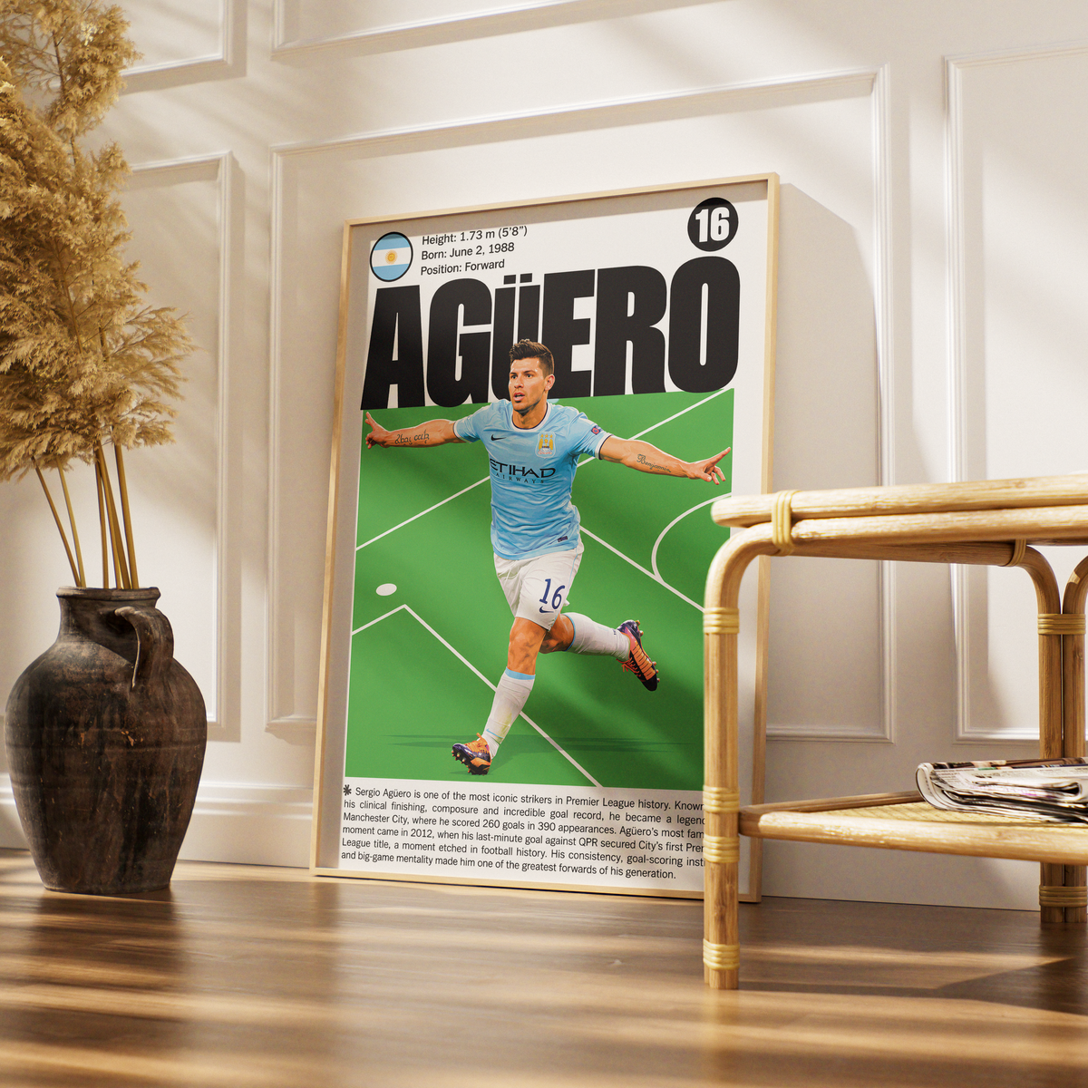 Sergio Agüero football poster – Manchester City Legend – 98types