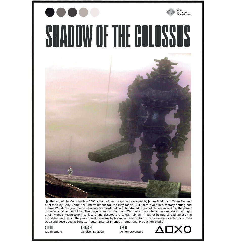 Shadow of the Colossus 2005 game poster — Team Ico Wander 16 colossi wall art print UK - 98types