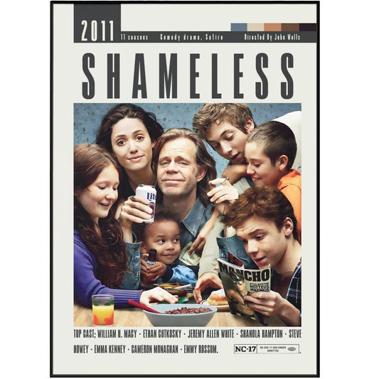 Shameless Channel 4 TV series poster — Gallagher family Manchester wall art print UK
