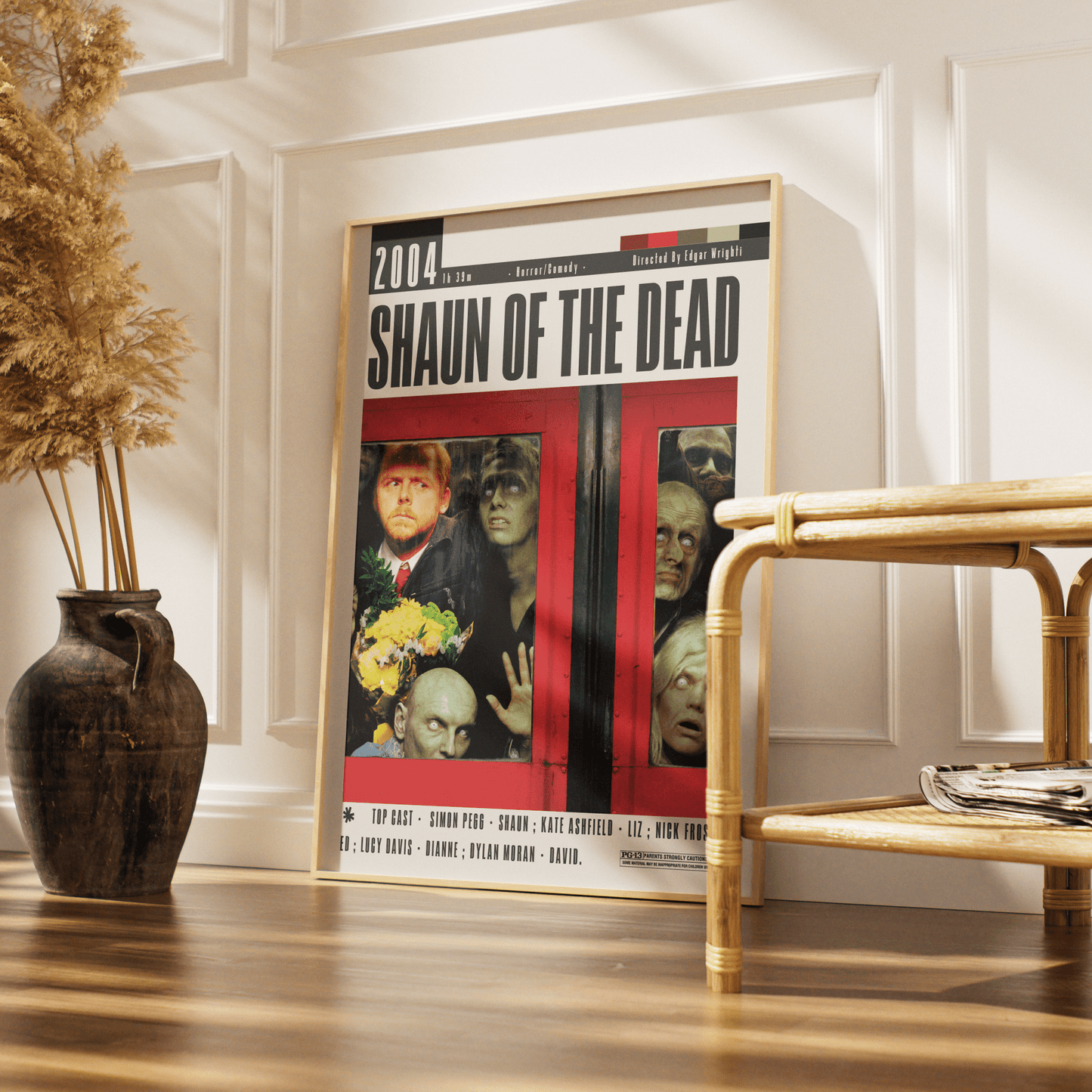Shaun of the Dead 2004 British comedy horror film poster — Edgar Wright Simon Pegg Nick Frost zombie wall art print UK
