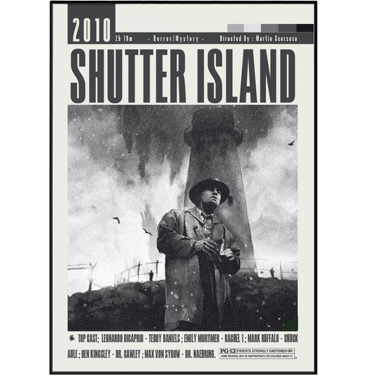 Shutter Island 2010 thriller film poster — Scorsese DiCaprio Teddy Daniels Ashecliffe wall art print UK
 - 98types