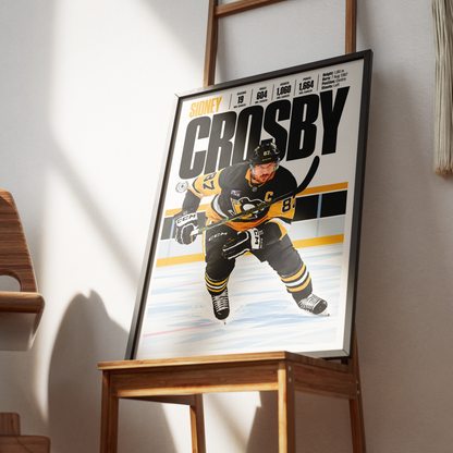 Sidney Crosby poster, Pittsburgh Penguins NHL ice hockey wall art print in a man cave - 98types