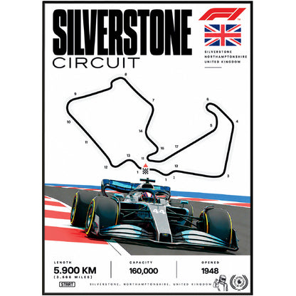 Silverstone British Grand Prix F1 track poster – UK motorsport wall art