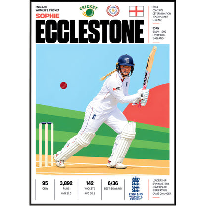 Sophie Ecclestone cricket poster wall art print by 98types