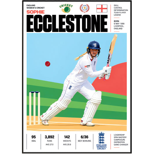 Sophie Ecclestone cricket poster wall art print by 98types