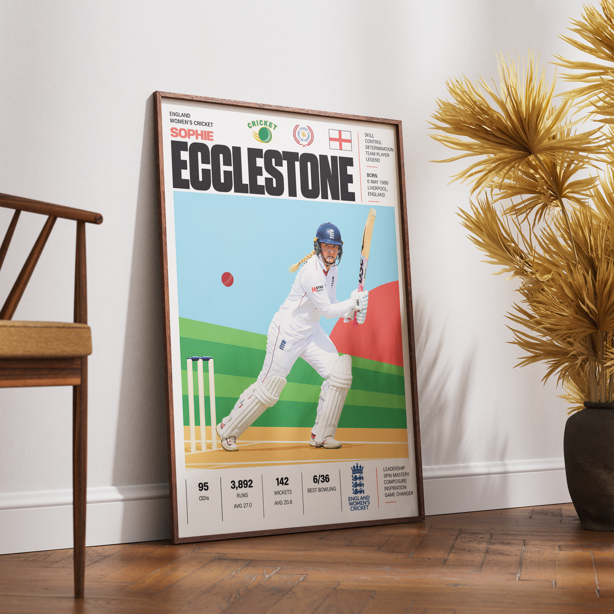 Sophie Ecclestone cricket poster wall art print by 98types