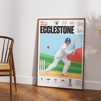 Sophie Ecclestone cricket poster wall art print by 98types