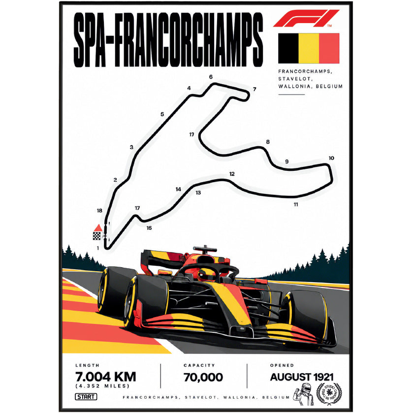 Spa-Francorchamps F1 Track Poster – Belgian Grand Prix Wall Art - 98 Types Studio