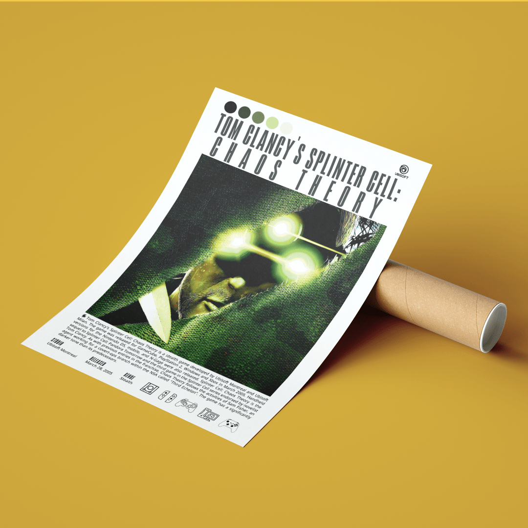 Splinter Cell Chaos Theory 2005 game poster — Ubisoft Sam Fisher Third Echelon stealth wall art print UK
 - 98types