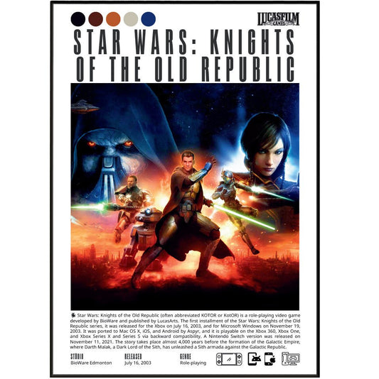 Star Wars KOTOR 2003 game poster — BioWare Revan Bastila Shan Old Republic RPG wall art print UK
 - 98types