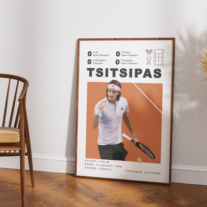 Stefanos Tsitsipas Greek tennis star poster wall art print UK
