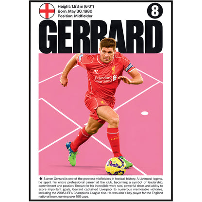 Steven Gerrard football poster – Liverpool Midfield Legend – 98types