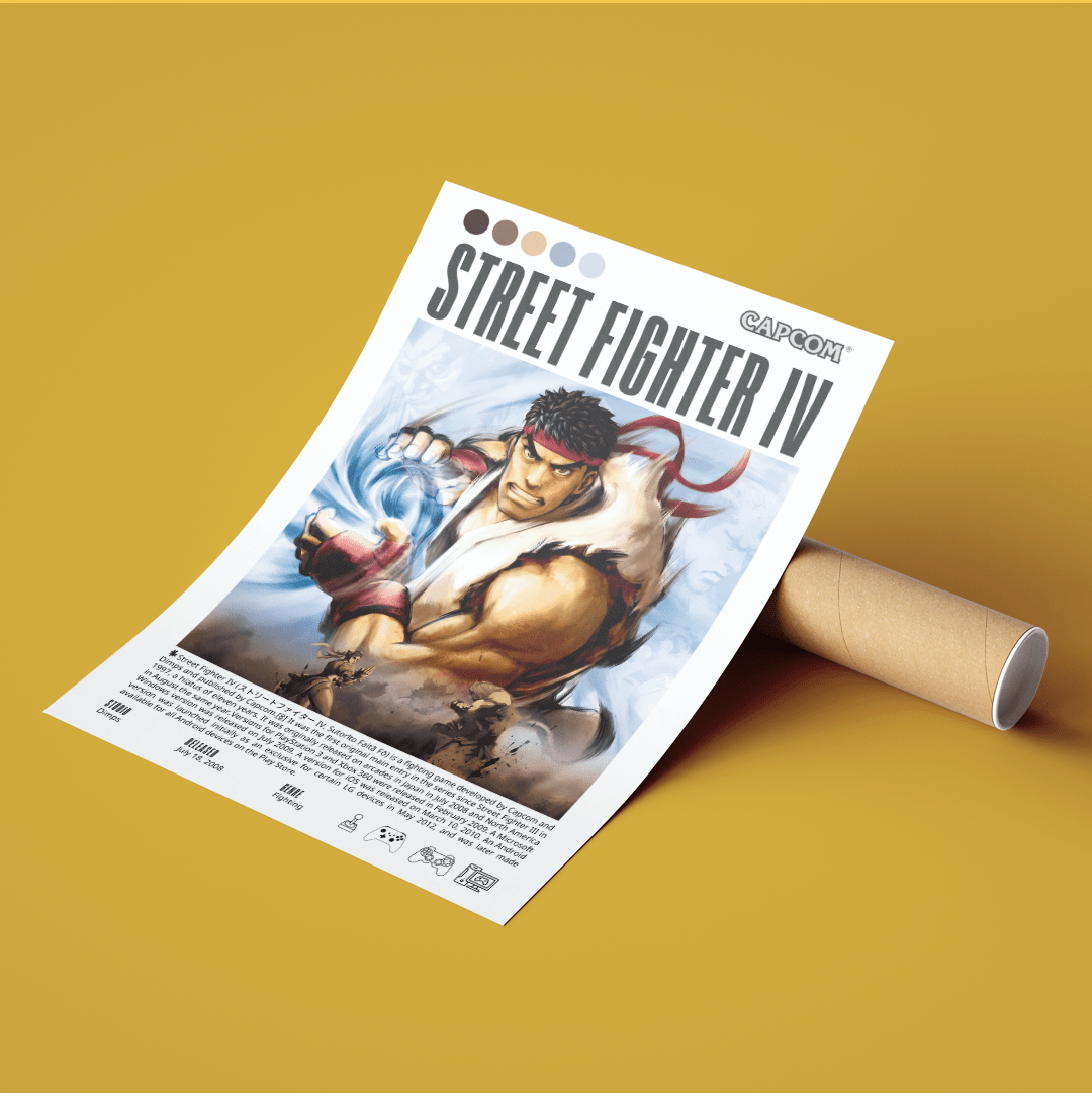 Street Fighter IV 2008 game poster — Capcom Ryu Ken Sagat Ultra Combo wall art print UK
 - 98types