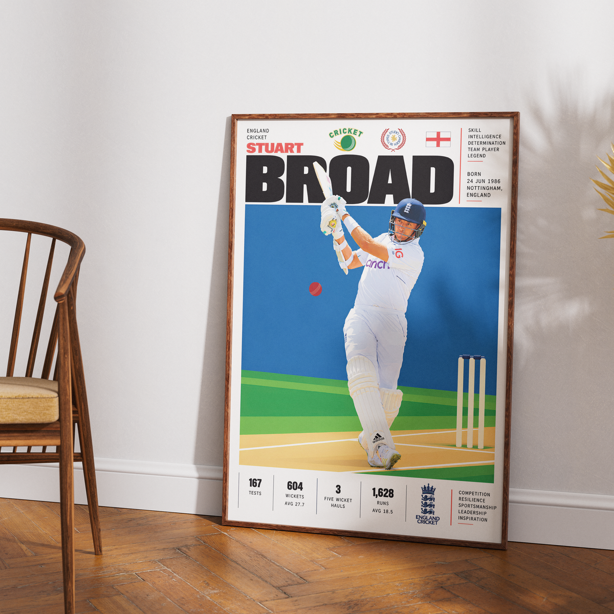 Stuart Broad cricket poster wall art print by 98types