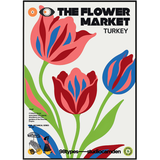 The Flower Market Turkey Tulip lale Ottoman Empire botanical poster print UK — graphic wall art 260gsm printed in England Camden Market