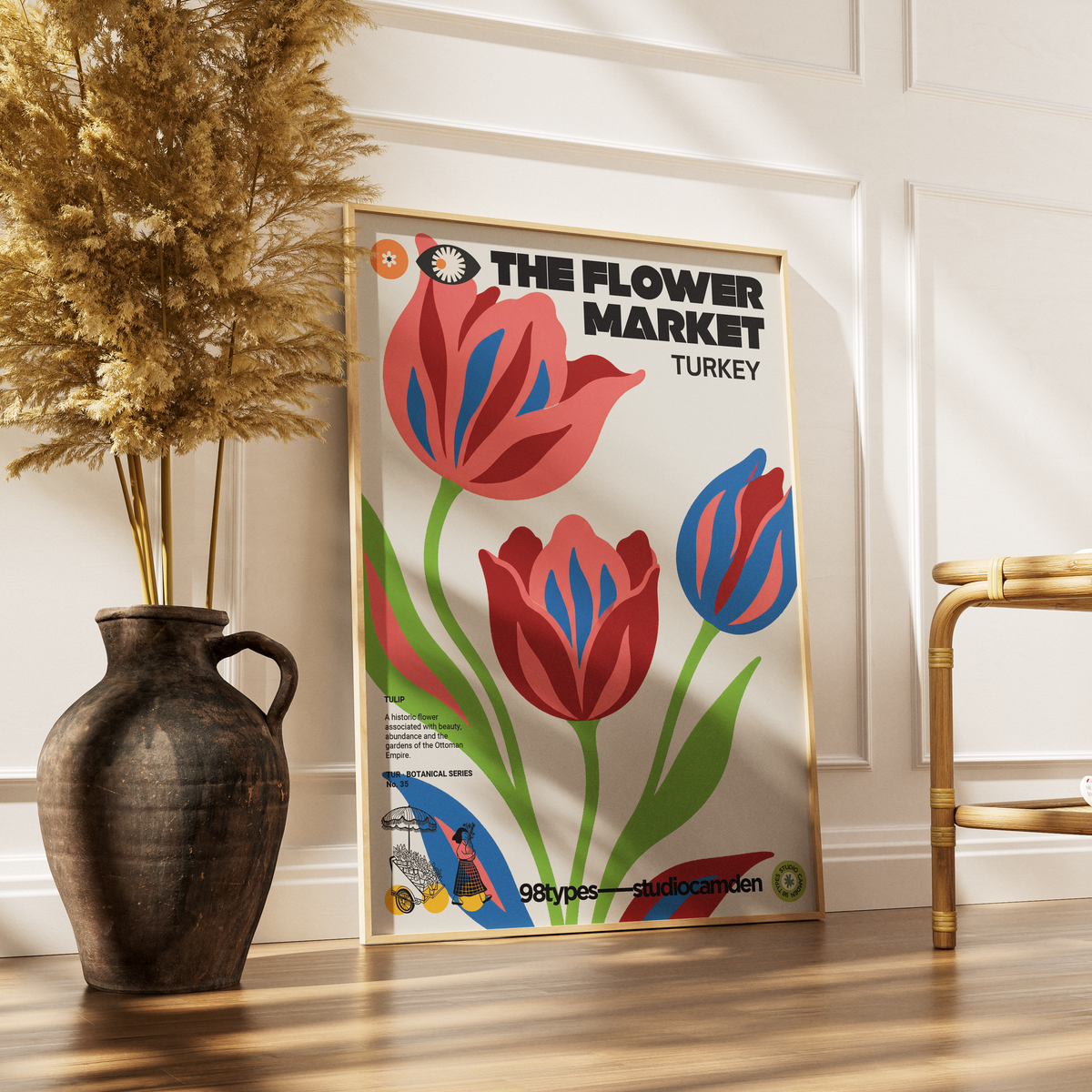 The Flower Market Turkey Tulip lale Ottoman Empire botanical poster print UK — graphic wall art 260gsm printed in England Camden Market
