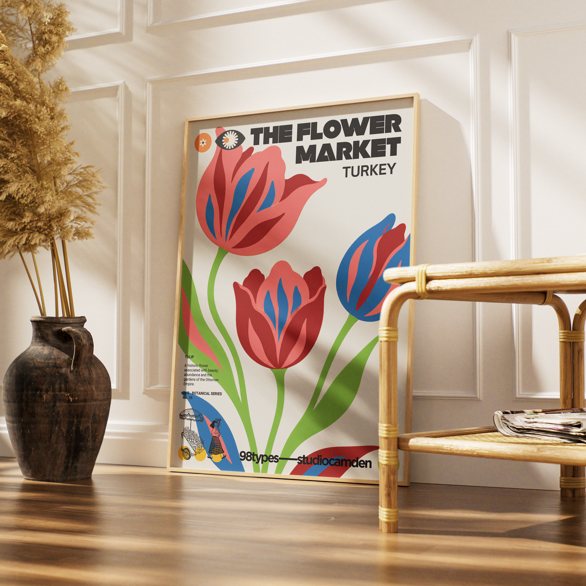 The Flower Market Turkey Tulip lale Ottoman Empire botanical poster print UK — graphic wall art 260gsm printed in England Camden Market