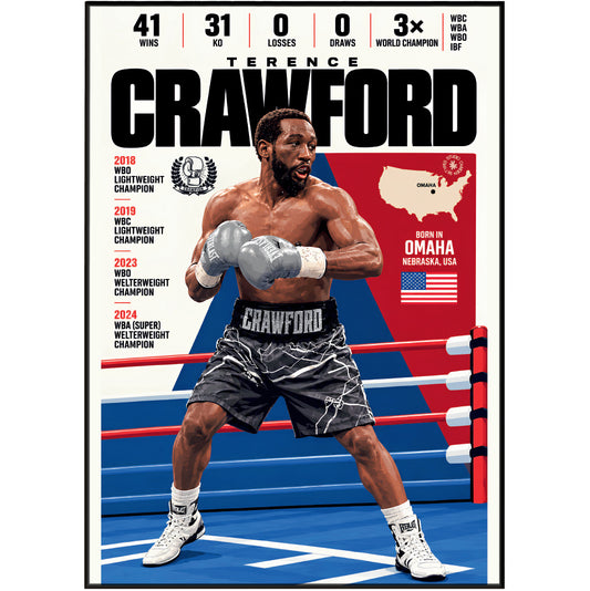 Terence Crawford poster, American boxing wall art print in a home gym - 98types