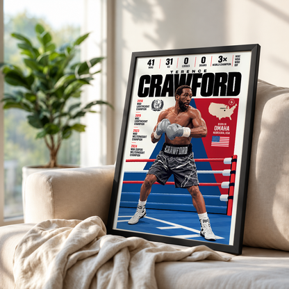 Terence Crawford poster, American boxing wall art print in a home gym - 98types