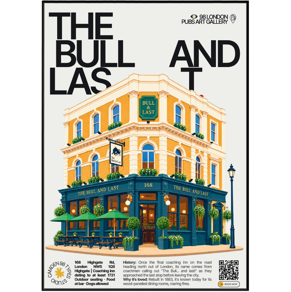 The Bull and Last poster print — Highgate, London | wood-panelled dining room with taxidermy on
the walls