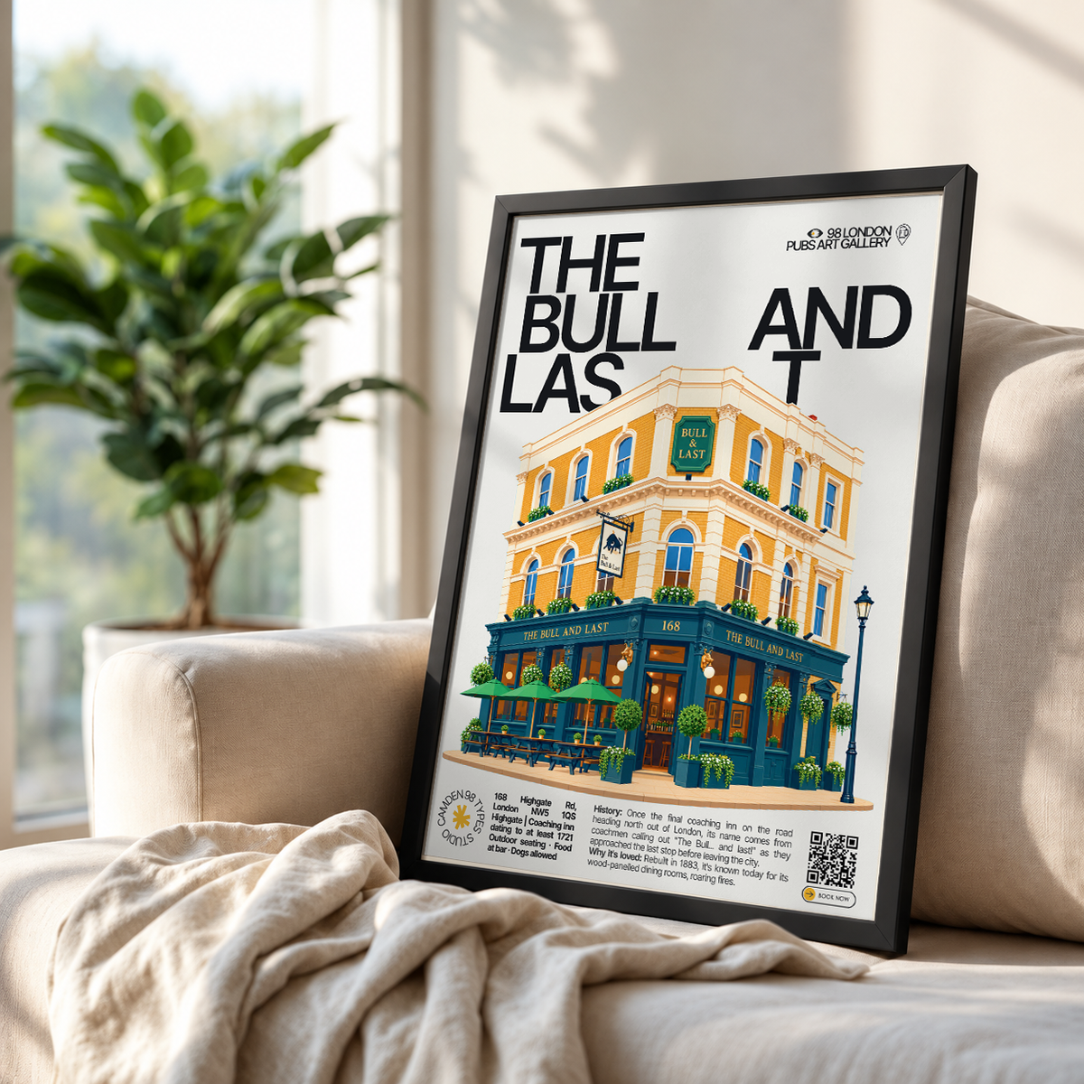The Bull and Last poster print — Highgate, London | wood-panelled dining room with taxidermy on
the walls