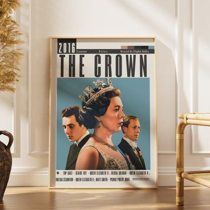 The Crown Netflix TV series poster — British Royal Family drama wall art print UK