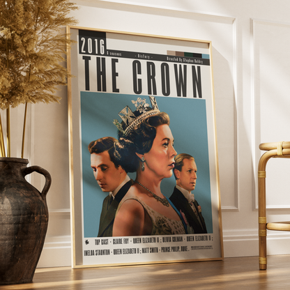 The Crown Netflix TV series poster — British Royal Family drama wall art print UK
