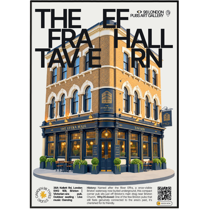 Effra Hall Tavern poster, Brixton, London: compact Victorian corner pub in Brixton - 98 London Pubs Art Gallery by 98 Types