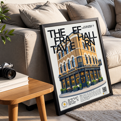 Effra Hall Tavern poster, Brixton, London: compact Victorian corner pub in Brixton - 98 London Pubs Art Gallery by 98 Types