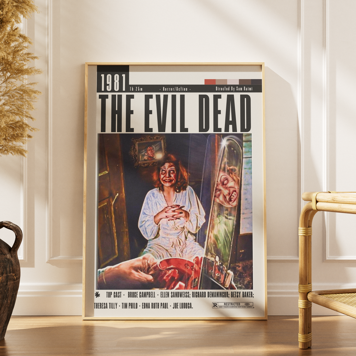 The Evil Dead 1981 Sam Raimi film poster print UK — Bruce Campbell Ash Williams Necronomicon cult horror wall art 260gsm printed in England Camden Market