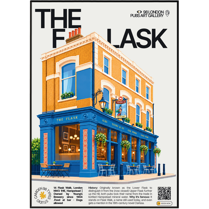The Flask poster print Hampstead, London | narrow pedestrian lane with hanging pub sign