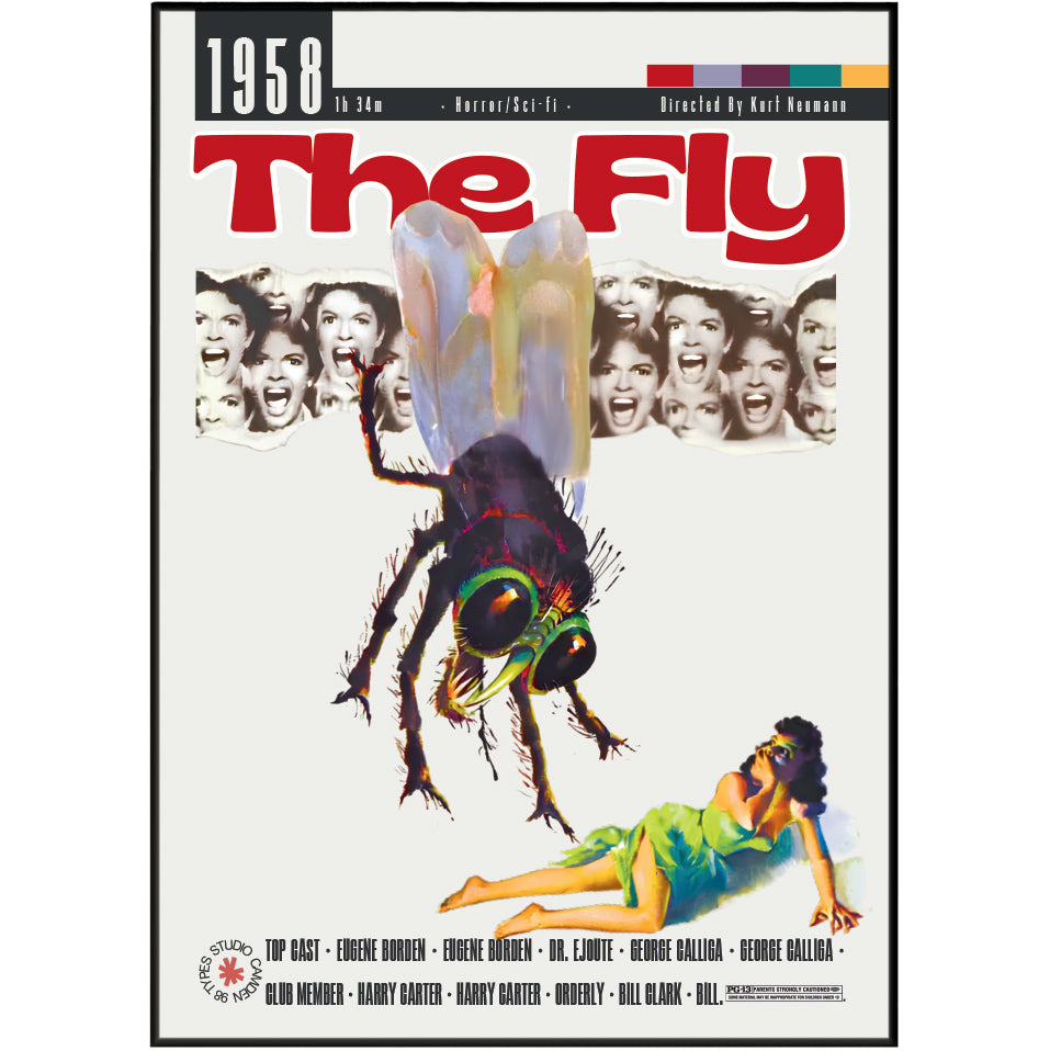 The Fly 1958 Kurt Neumann film poster print UK — Vincent Price Al Hedison classic sci-fi horror wall art 260gsm printed in England Camden Market